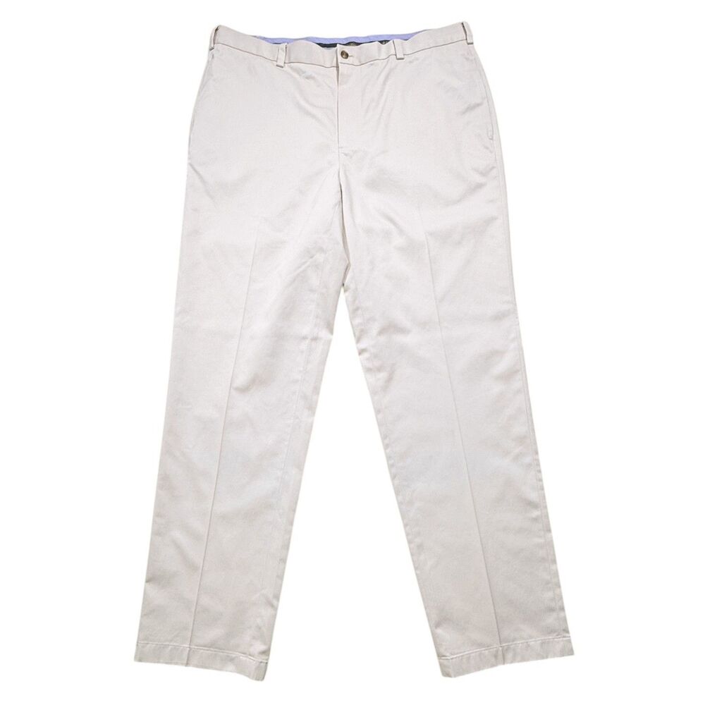 Brooks Brothers Clark Chino Pants Mens 38x34 Khaki Beige Cotton Flat Front